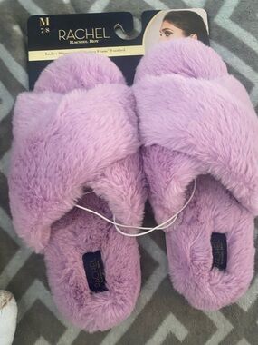 RACHEL Rachel Roy Plush Lavender Crossband Slippers